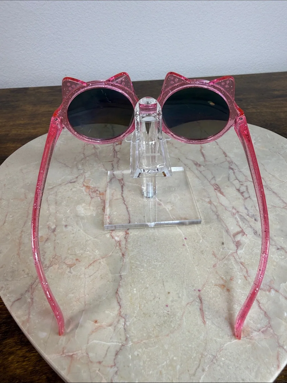 Kids Pink Cat-Ear Glitter Sunglasses